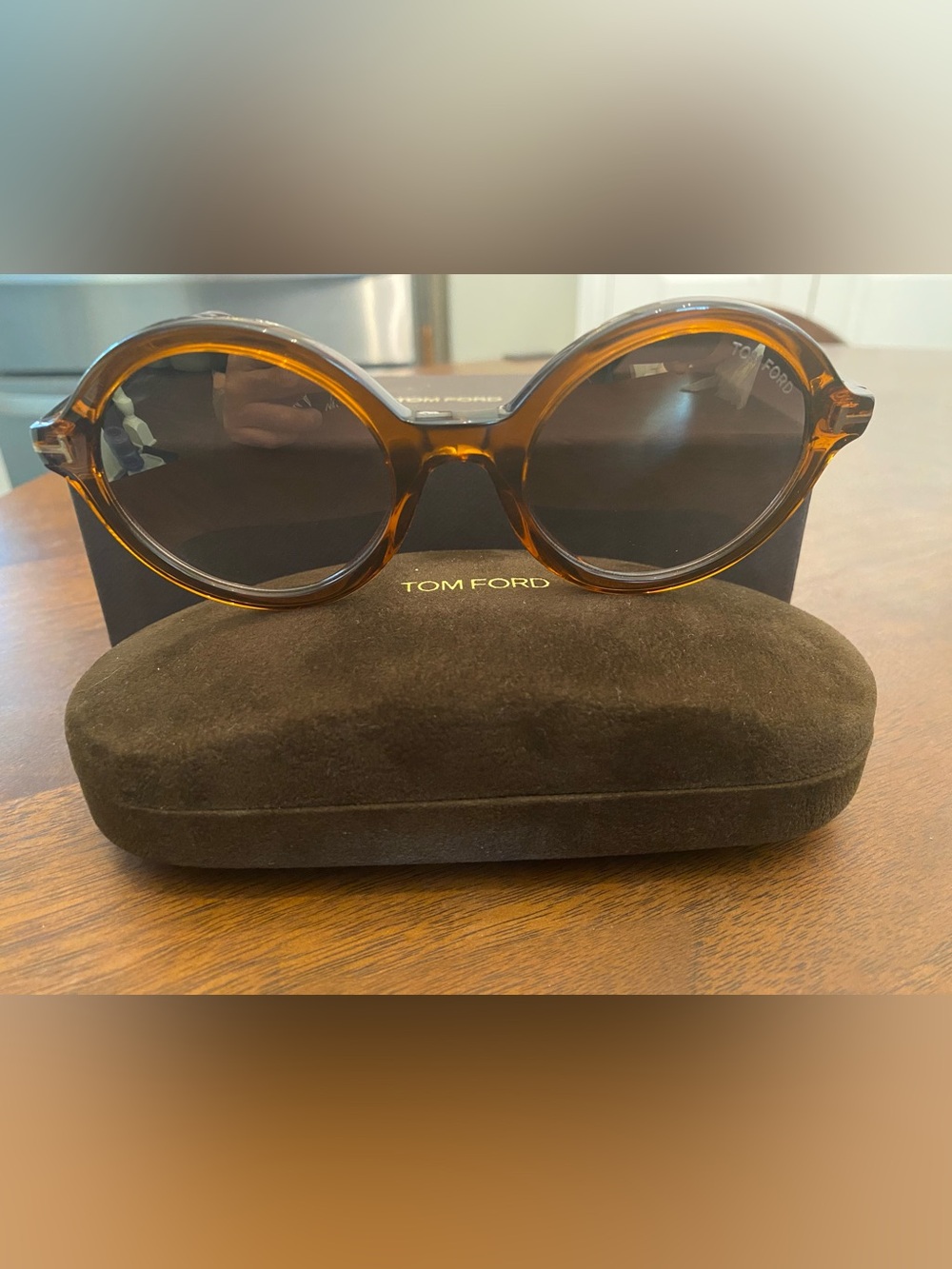 Tom Ford Women's Round Sunglasses in Tortoiseshell Brown with Dark Lenses